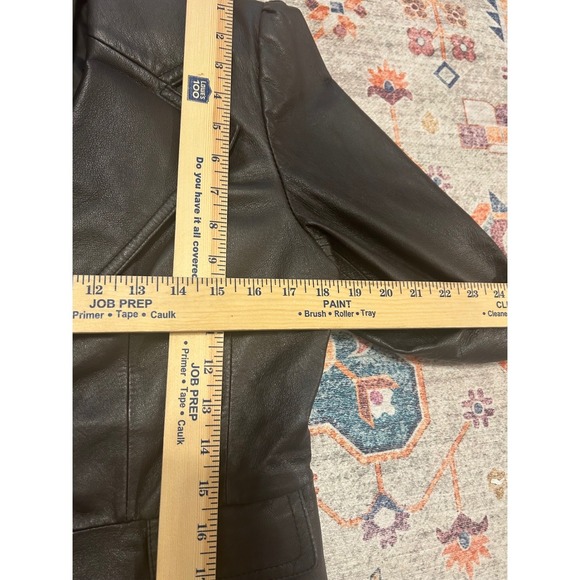 Vintage Kim Roger's Small chocolate brown leather Jacket coat blazer one button - Picture 8 of 9